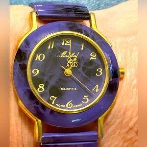 Moulin women’s blue/gold tie dye stretch watch